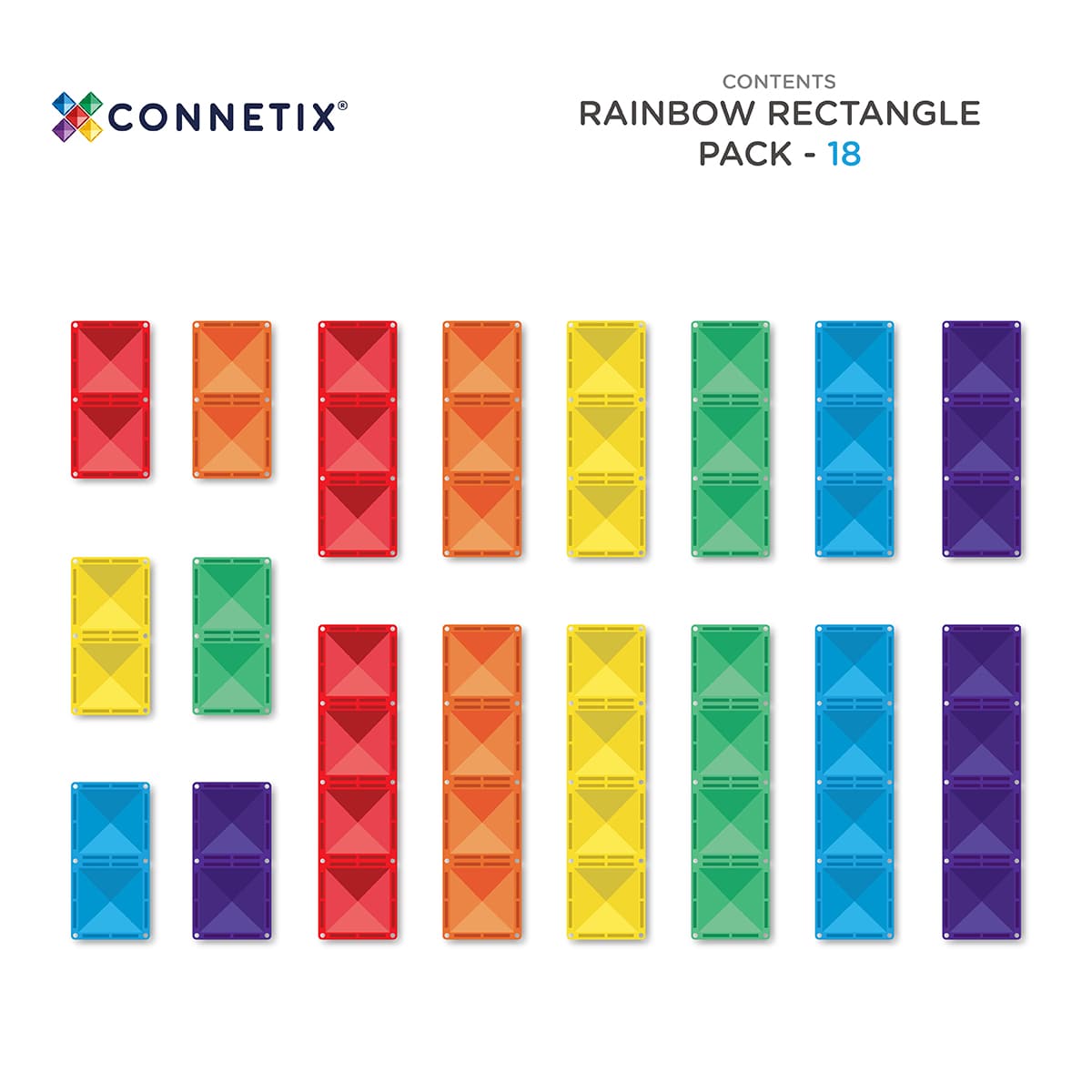 Rainbow Rectangle Pack 18 pc