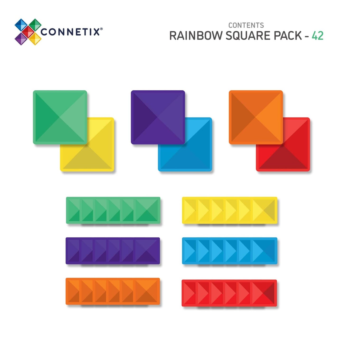 CONNETIX Rainbow Square Pack 42 pc